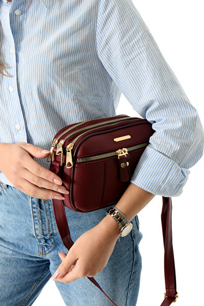 İAMBTŞY حقيبة كروس نسائية أنيقة مطرزة بحزام متقاطع مكون من خمس أقسام