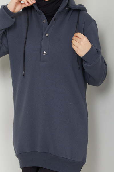 TesettürButik Φούτερ με αφαιρούμενη κουκούλα με 3 κλωστές