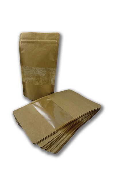 Home Ziplock Kraft Doypack with Window 16X27 500Gr 250 Pieces