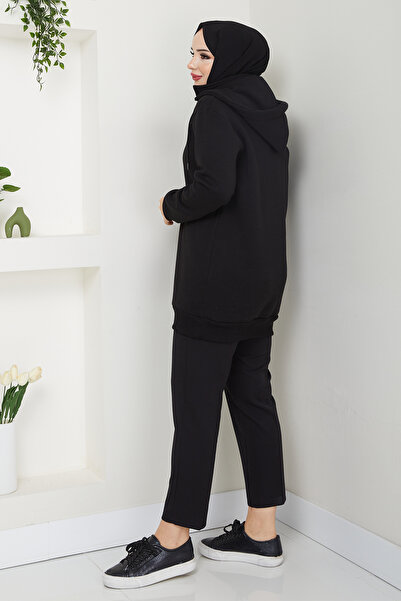 TesettürButik Φούτερ με αφαιρούμενη κουκούλα με 3 κλωστές