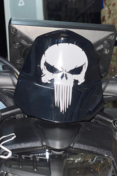 Banxtre Motor-Araba-Kask için Beyaz Renk Punısher Kurukafa Sticker Etiket (12CMx6CM)(1 Adet)