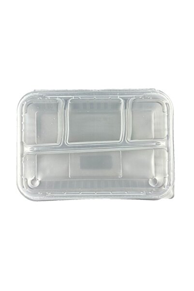 Home 25 Pieces Plastic Self-Covering 4-Compartment Food Container - Kebab Container