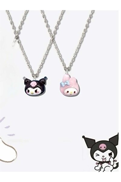 Herşey Nota Kuromi ve Melodi İkili Çift Arkadaşlık Kolyesi  Bijuteri Kolye Si...