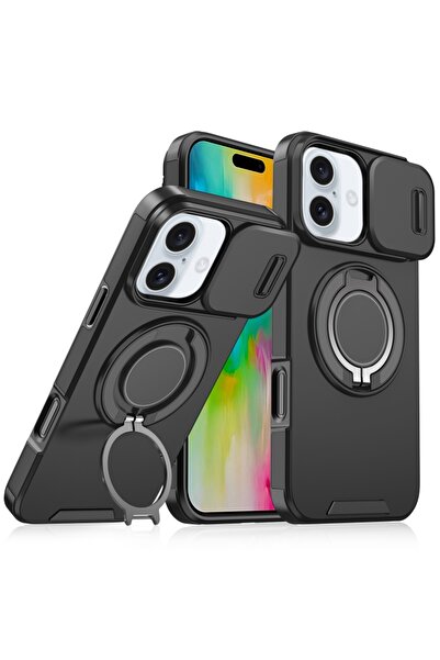 Deppo Trend حافظة متوافقة مع هاتف iPhone 16 مع حامل حماية للكاميرا قابل للانز...