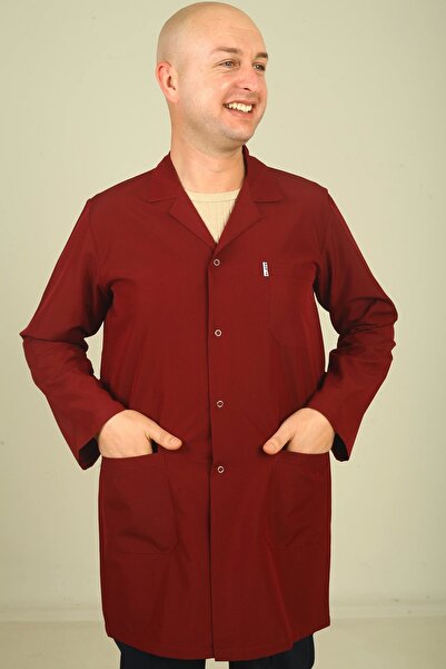 DENİZ İŞ Șorț pentru bărbați din țesătură alpaca cu guler de cămașă lungă - B...