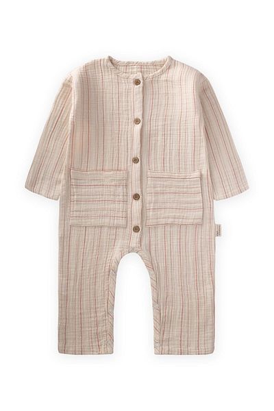 Cigit 0-3 Years Old Muslin Jumpsuit - Organic Tile Striped Seasonal