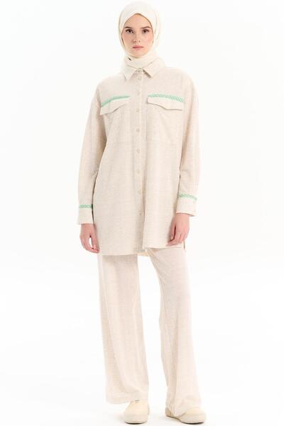 Tuğba Garnili Tunik Pantolon Takım - Bej