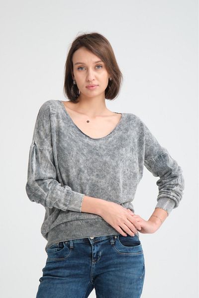 Su Moda Women's Clothing Slim Washed Sports Comfortable Fit Longsleeve U-Neck Off-Shoulder Knitwear Sweater