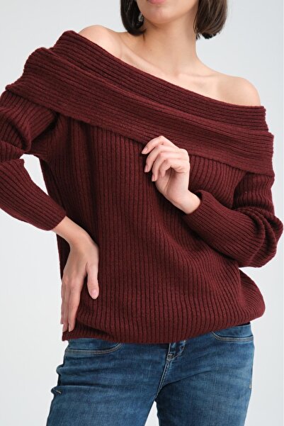 sumoda Γυναικείο μαλακό πουλόβερ με χοντρό γιακά Madonna και μακριά μανίκια