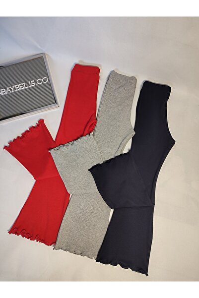 Babyelisco İspanyol paça tayt seti lacivert gri kırmızı pamuklu kumaş