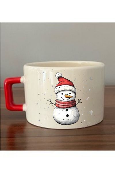 lili hediyelik Snow and Snowman Printed Coffee Cup Mug Cup Christmas New Year Gift