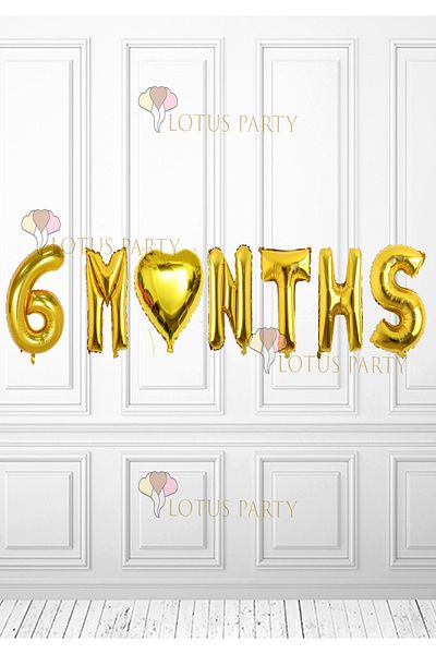 LOTUS PARTY Ημιέτης με 6 παπούτσια - Μπαλόνι με χρυσό γραπτό φύλλο - Χρυσή καρδιά