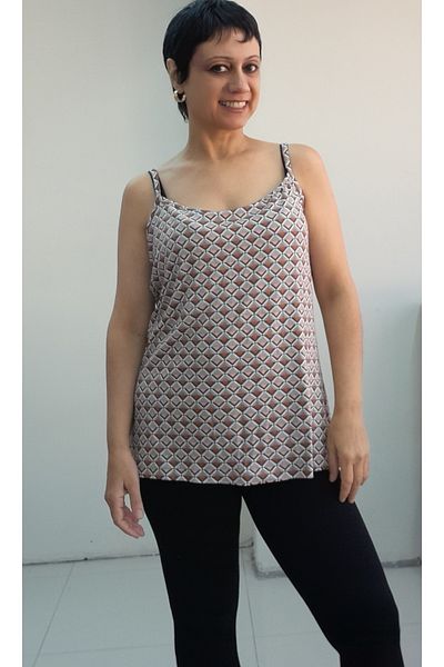 Mertcan Butik Μπλουζάκι από χτενισμένο βισκόζη με σχέδιο βιζόν σε καφέ κορδόνι