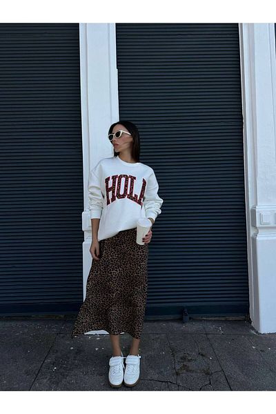 Dia Blanco Leopard Detailed Sweatshirt