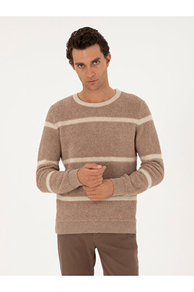 Cacharel Bej Regular Fit Yün Karışımlı Bisiklet Yaka Triko Kazak 50291911-VR011