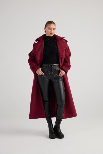 HOLLY LOLLY Gina Black Leather Trousers - Lycra and Eyelet Detail