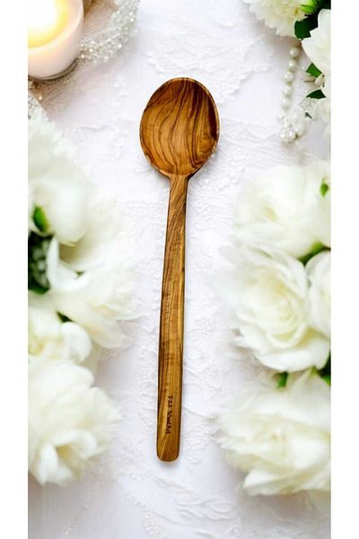 F&S WoodArt Large Size Wooden Spoon - Ladle Natural Wood Edremith Olive Wood 30 cm