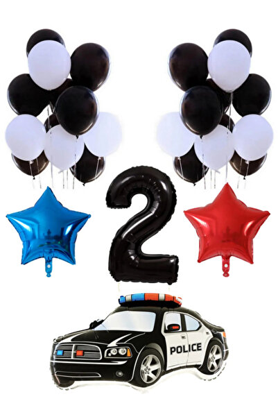 ZEAP Σετ μπαλονιών με αλουμινόχαρτο για αυτοκίνητο αστυνομίας Σετ μπαλονιών γ...