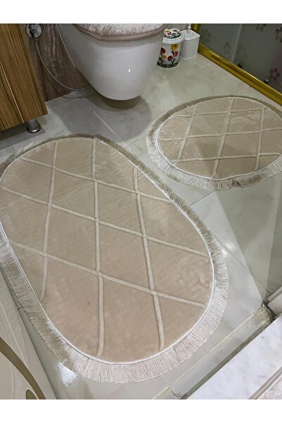 Yarençeyiz Kelebek 2'li dantelli banyo paspası seti çeyizlik klozet takımı