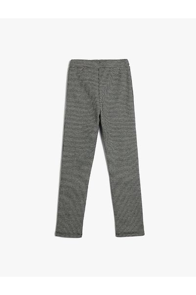 Koton Winterhose, Leggings, gerippter Gürtel, detailliertes Hahnentrittmuster, weiche Struktur