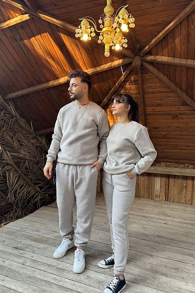 OXVİN Σετ φόρμας Crew Neck Cotton Soft Puff Oversize - Τρεις κλωστές (ΜΟΝΟ ΣΕΤ)