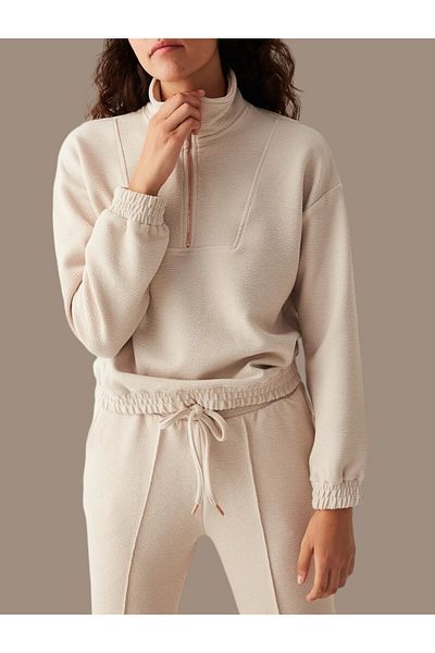 Flow Mi̇sseale Beige Stone Effect Sweatshirt