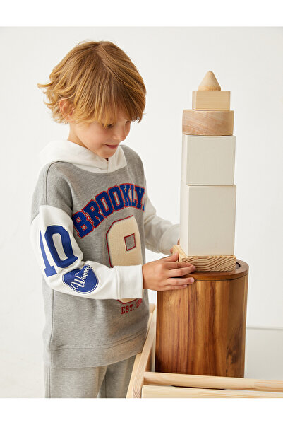 Koton Hanorac cu glugă cu rafturi imprimate în față și în spate