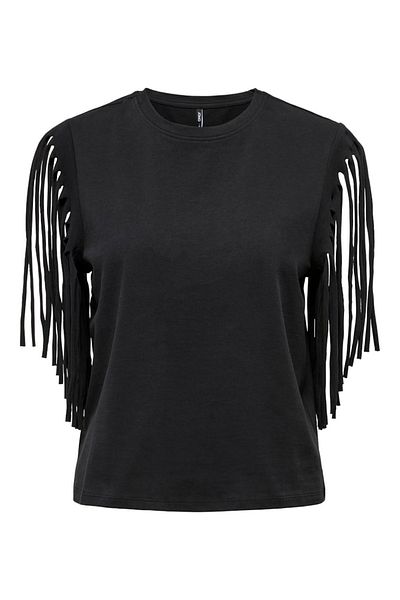 ONLY ONLZINNA S/S FRINGE TOP BOX JRS Γυναικεία Μαύρη Μπλούζα - 15325262