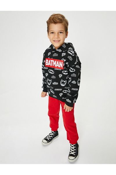 Koton Batman Hooded Sweatshirt Licensed Long Sleeve Ribbon