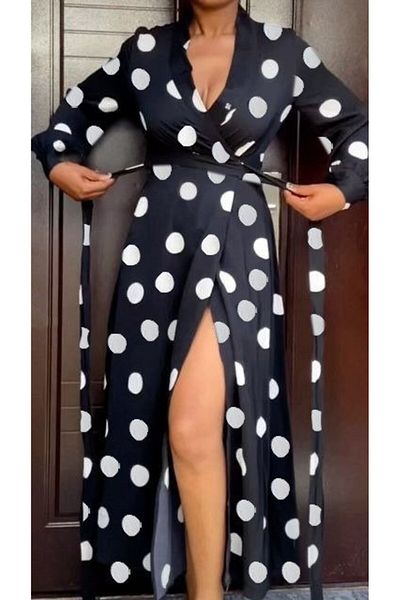 Moka Shopin MokaShopin Rochie de damă cu mânecă lungă, cu guler dublu, cu cravată laterală, crep, lungime întreagă