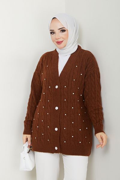 Pamuk Butik Γυναικεία Ζακέτα με Λεπτομέρεια από Πέτρα