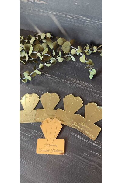 hoby shop Pleksi Damat Bohçası Yazısı Bohça Süsü Gold(5 Adet)
