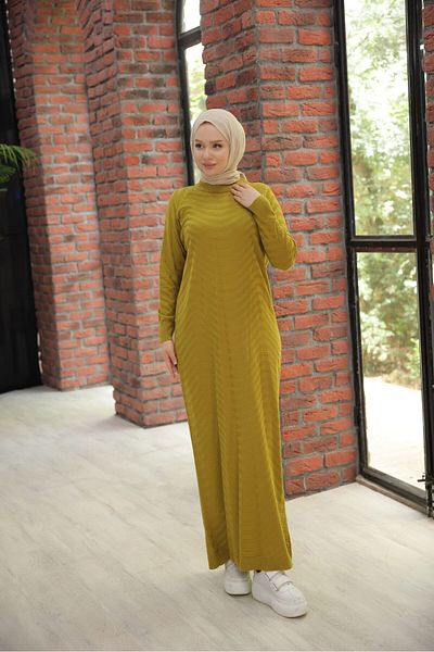QUAWEAR Crew Neck Knitwear Hijab Dress