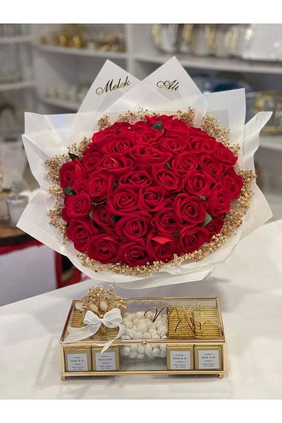 By Ayça Vardan 80 Pieces of Chocolate Engagement Flowers - 41 Roses Promise Promise Flowers