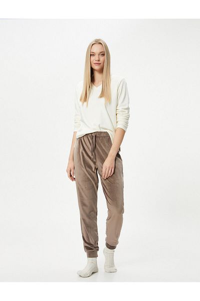 Koton Fleece-Pyjamahose mit weicher Textur