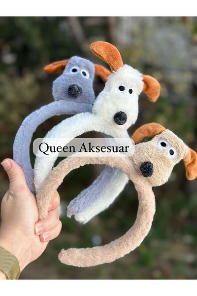 QUEEN AKSESUAR Plush Puppy Ears - Swinging Dog Crown, Cute Feather, Women's Children's Crown, Brown