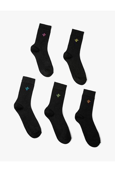 Koton Set de 5 șosete cu broderie cactus