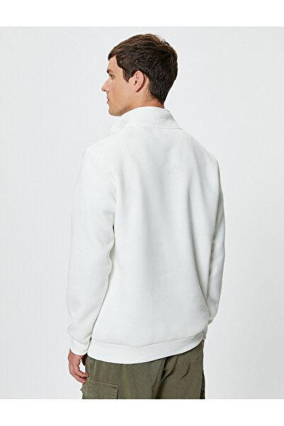 Koton Half Zipper Sweatshirt Basic Stand Collar Ribbed Long Sleeve