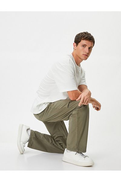 Koton Lose Fallschirmhose, übergroße Taille, Spitzentasche, detailliert