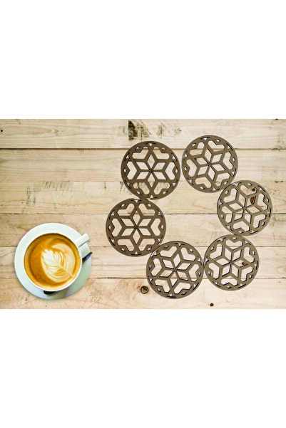 şamaksesuar قواعد زجاجية دائرية منقوشة باللون البني مكونة من 12 قطعة (10 × 10...