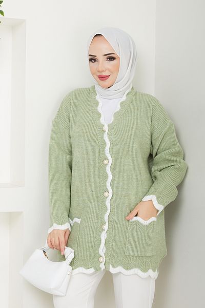 Pamuk Butik Γυναικεία Ζακέτα Πλεκτό με λεπτομέρεια ρίγες