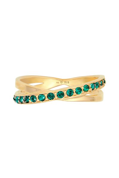 ELLI Ring Ladies Stack Wrapped Elegant Set With Glass Crystals In 925 Sterling Silver Gold Plated
