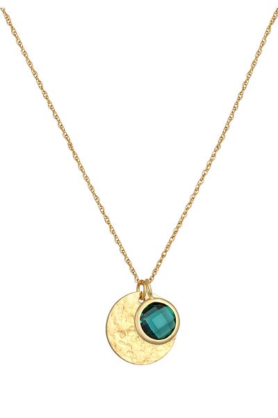 ELLI Necklace Women Platelet Quartz Pendant Hammered In 925 Sterling Silver Gold-plated
