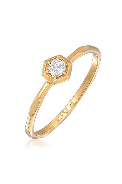 ELLI Ring Ladies Solitaire Geo Octagon With Zirconia Crystal In 925 Sterling Silver