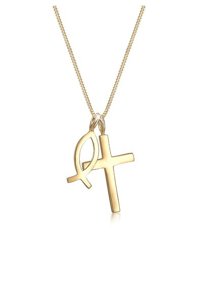 ELLI Necklace Ladies Cross Fish Pendant In 925 Sterling Silver