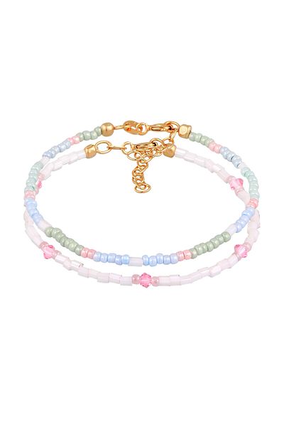 ELLI Armband Kinder Glasperlen Pastell 2er Set aus 925 Sterling Silber vergoldet