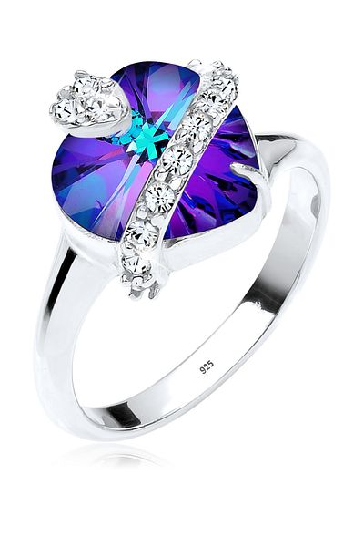 ELLI Ring Damen Herz Kristalle in 925 Sterling Silber