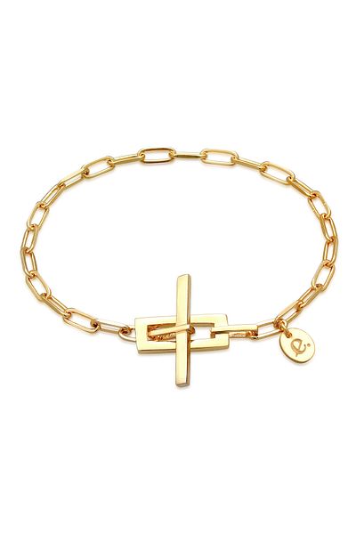 ELLI Náramek Lady Link Náhrdelník T-Bar Closure Trend Blogger 925 Sterling Silver pozlacený