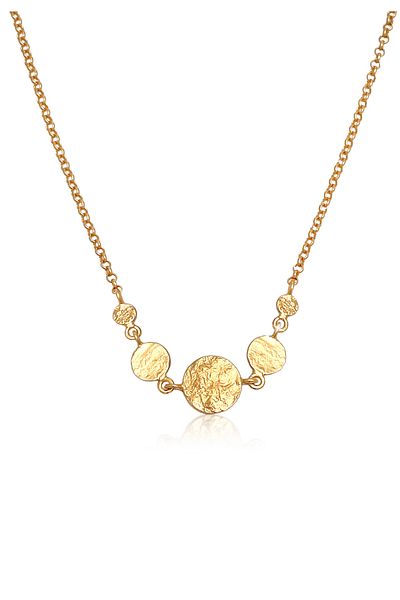 ELLI Necklace Ladies Coin Plate Vintage Trend Blogger In 925 Sterling Silver Gold Plated