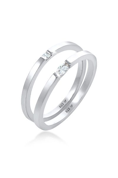 ELLI Dámský prsten Solitaire Marquise Bageta brus s krystaly kubické zirkony ze stříbra 925